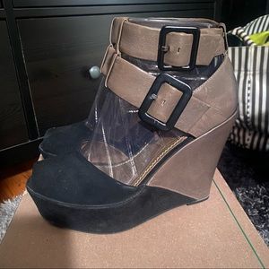 black and grey wedges